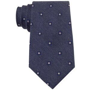 MICHAEL KORS Navy Blue Pepper Neat Geometric Silk Blend Classic Tie